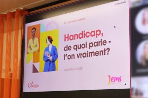 Slide projetée avec le titre "Handicap : de quoi parle-t-on vraiment ?", logos JEMS et Gloria, et la date du 19 juin 2025.