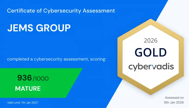 JEMS GROUP CyberVadis Certificat
