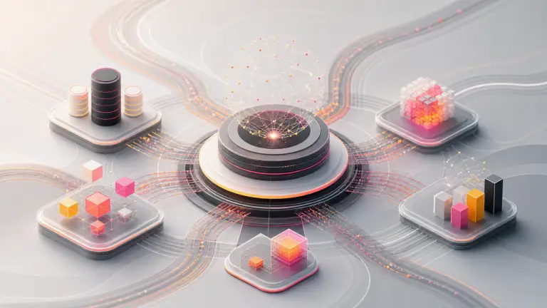 Illustration du data fabric reliant données, usages et IA générative en entreprise