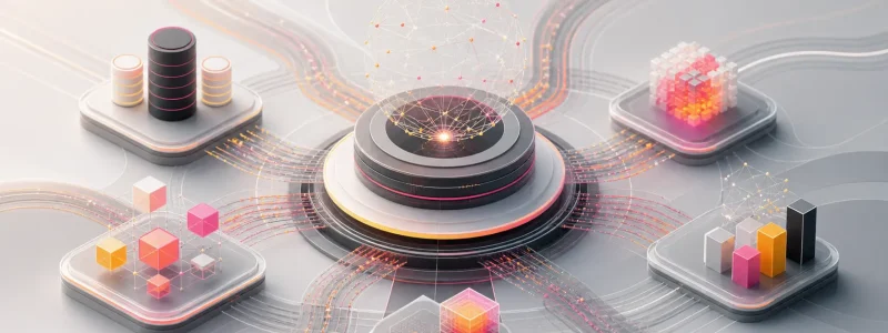 Illustration du data fabric reliant données, usages et IA générative en entreprise